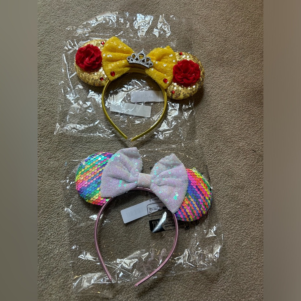 Minnie Mickey ears headband with sequins! Price is for TWO headbands/ears.